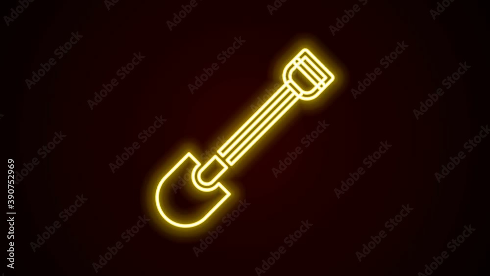 Glowing neon line Fire shovel icon isolated on black background. Fire protection equipment. Equipment for firefighter. 4K Video motion graphic animation Glowing neon line Fire shovel icon isolated on black background. Fire protection equipment. Equipment for firefighter. 4K Video motion graphic animation