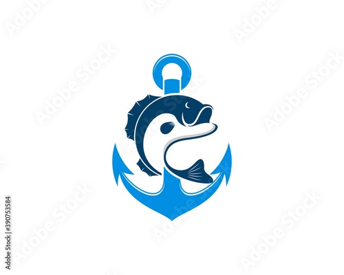 Nautical anchor with jumping fish