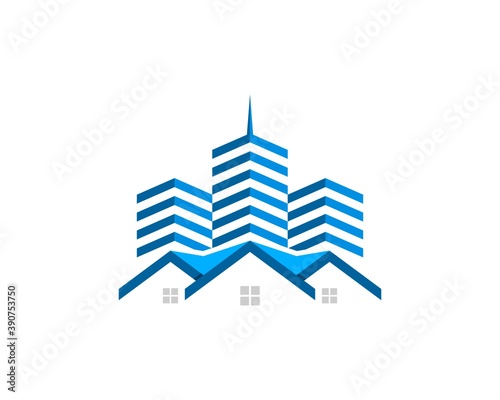Modern house with three abstract building