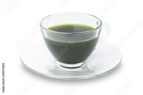 cup of green tea isolated on white