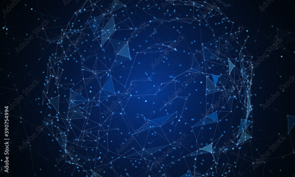 Fototapeta premium Abstract futuristic - technology with polygonal shapes on dark blue background. Design digital technology concept. 3d illustration.