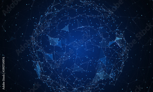 Fototapeta Naklejka Na Ścianę i Meble -  Abstract futuristic - technology with polygonal shapes on dark blue background. Design digital technology concept. 3d illustration.