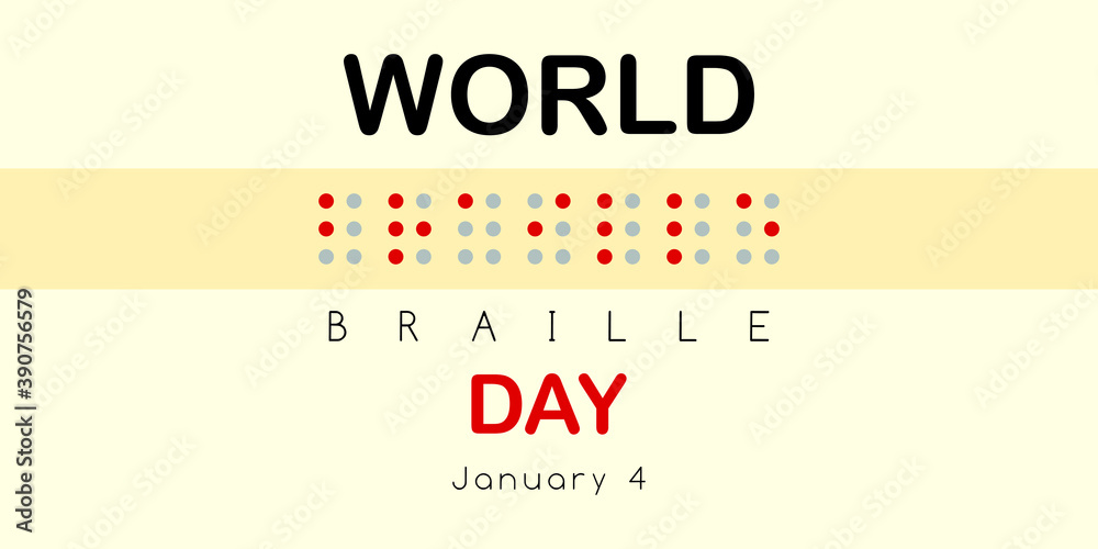 Fototapeta premium World braille day celebration vector illustration slogan typography background poster date.