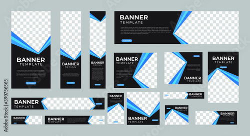 set of creative web banners of standard size with a place for photos. Vertical, horizontal and square template. vector illustration EPS 10