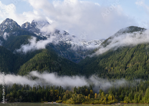 foggy mountain at sunrise