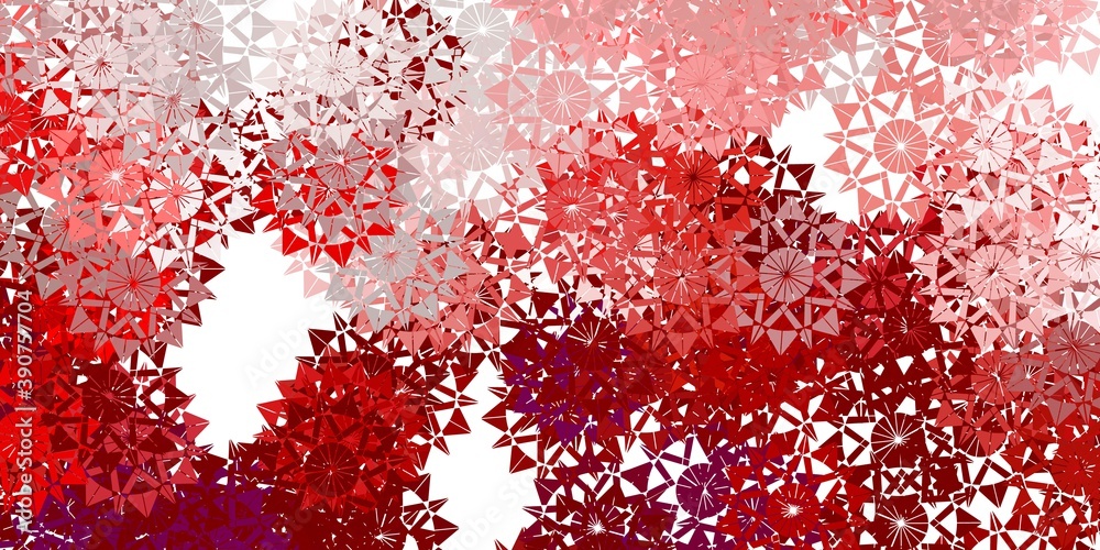 Light pink, red vector texture with bright snowflakes.