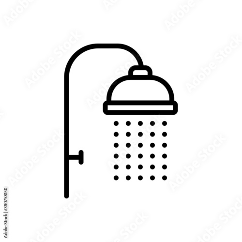 Black line icon for shower