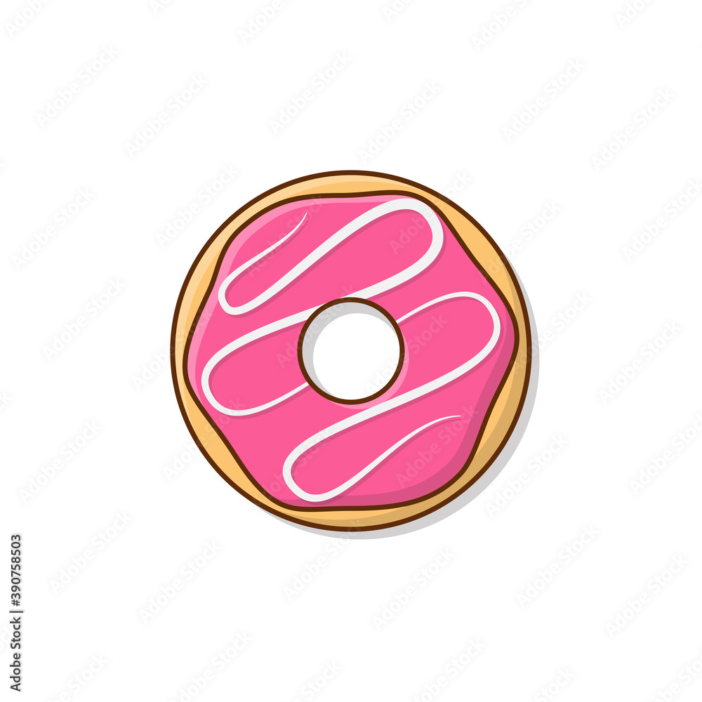 Tasty Donut With Pink Glaze Vector Icon Illustration. Cute, Colorful And Glossy Donuts With Glaze And Powder Tasty Donut With Pink Glaze Vector Icon Illustration. Cute, Colorful And Glossy Donuts With Glaze And Powder