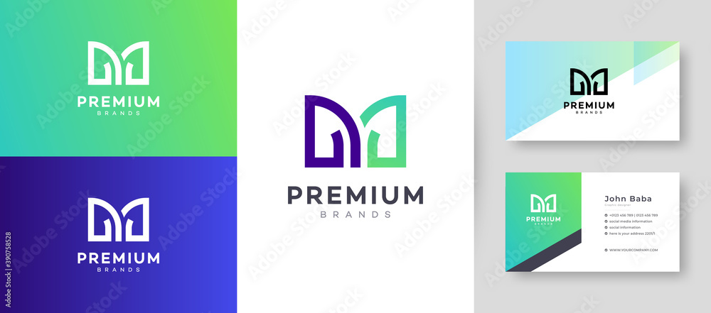 Flat & Minimal Initial M Letter Logo With Premium Business Card Design Vector Template for Your Company Business Flat & Minimal Initial M Letter Logo With Premium Business Card Design Vector Template for Your Company Business