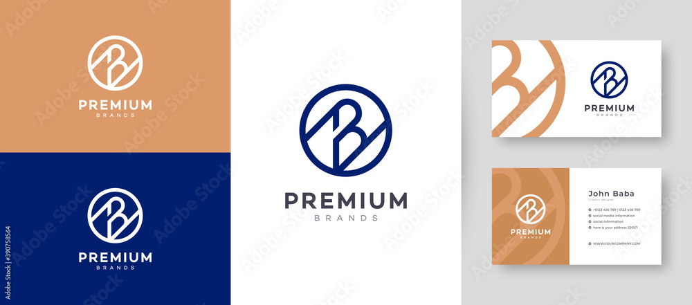 Flat & Minimal Initial B Letter Logo With Premium Business Card Design ...