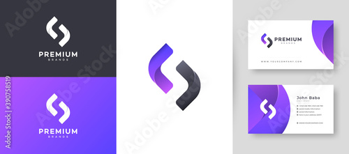Flat & Minimal Initial S Letter Logo With Premium Business Card Design Vector Template for Your Company Business