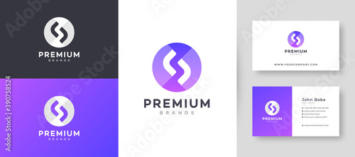 Flat & Minimal Initial S Letter Logo With Premium Business Card Design Vector Template for Your Company Business