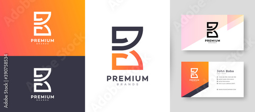 Flat & Minimal Initial B Letter Logo With Premium Business Card Design Vector Template for Your Company Business
