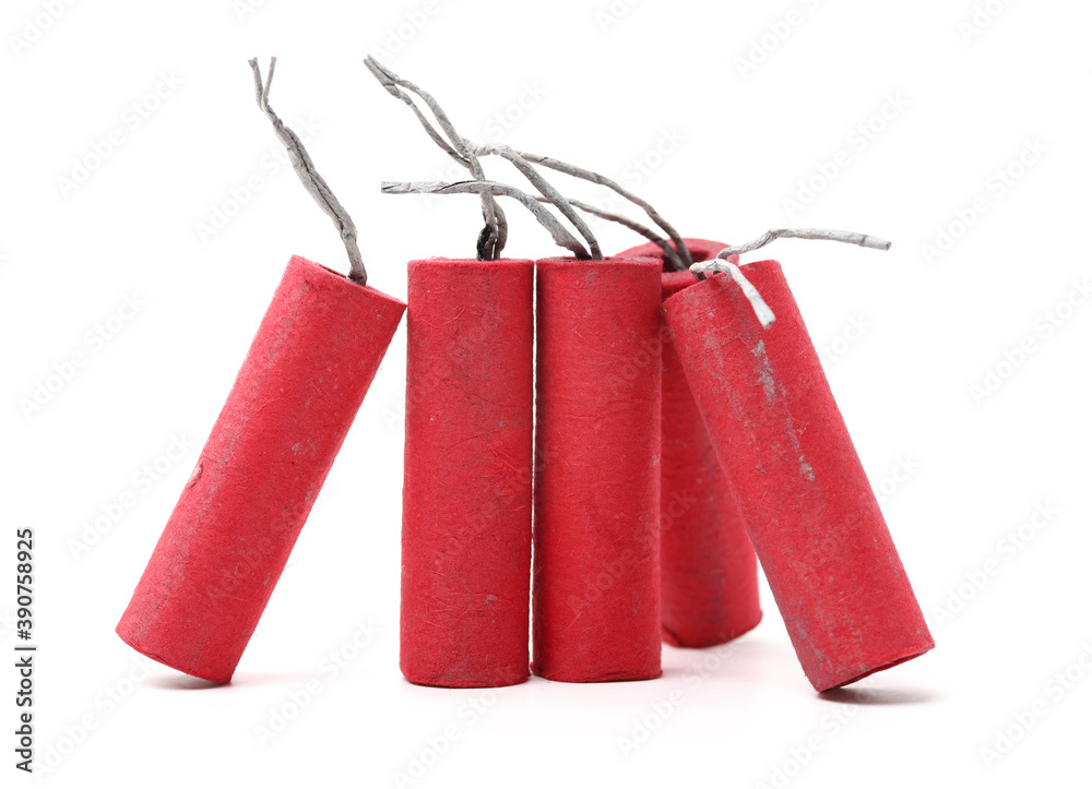 Red Firecrackers on white background Stock Photo Adobe Stock