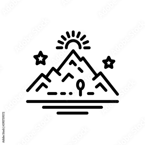 Black line icon for mountain