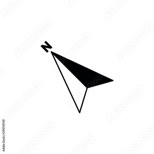 Arrow Compass Icon Vector Logo Template. North direction. North 45 degrees to the left.