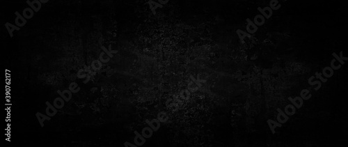 panorama black concrete background wall, abstract grunge loft texture