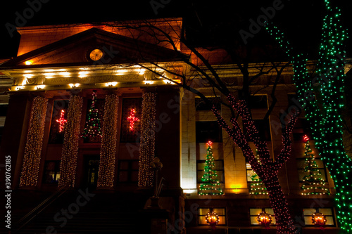 Christmas Light At The Town Square and Yavapai County Courthouse, Prescott, Arizona, USA photo