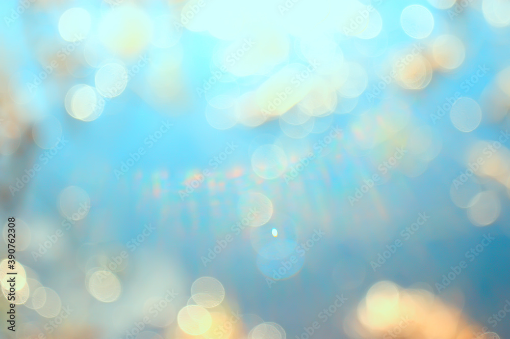 bokeh water glare / blurred background, round glare on the water surface, background river - obrazy, fototapety, plakaty 