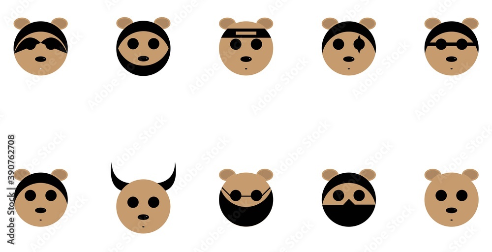 Obraz premium Collection of cool animal face vector illustrations. vector eps 10