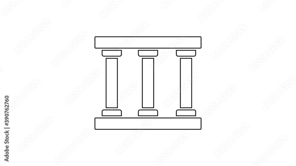 Black line Prison window icon isolated on white background. 4K Video motion graphic animation Black line Prison window icon isolated on white background. 4K Video motion graphic animation