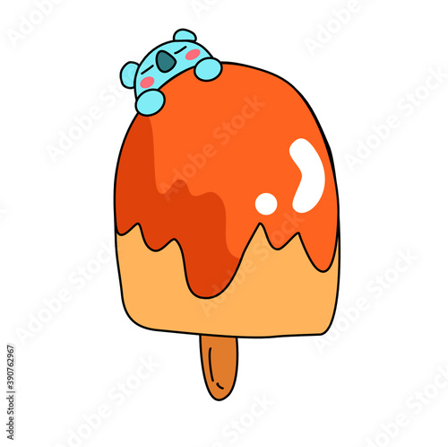 hand drawn illustration of ice cream koala