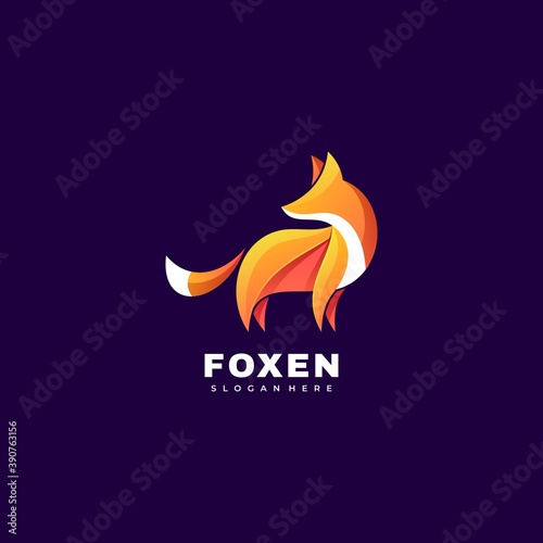 Vector Logo Illustration Fox Gradient Colorful Style.