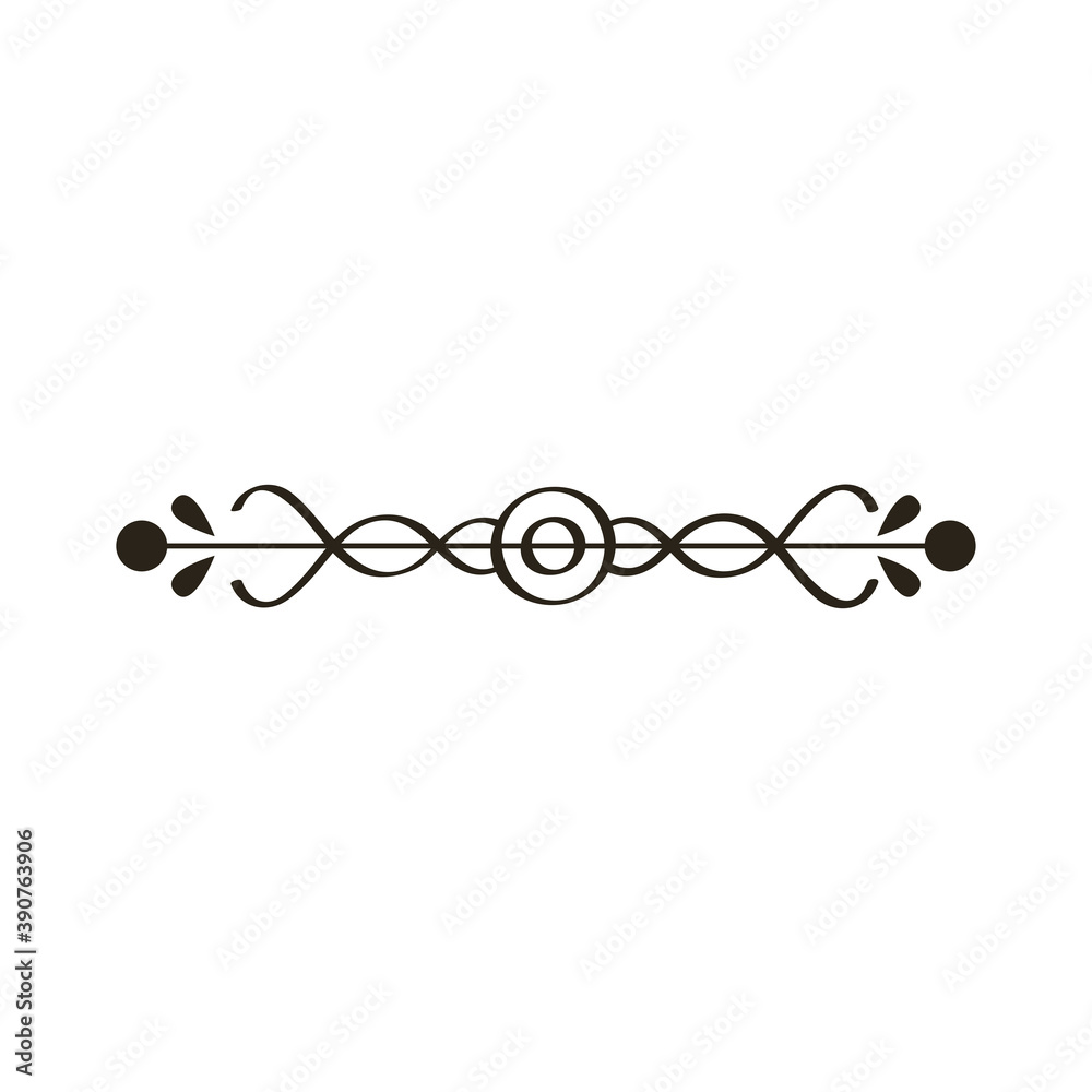 decorative swirl divider with points monochrome icon decorative swirl divider with points monochrome icon