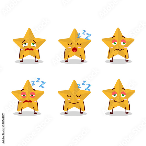 Cartoon character of new yellow stars with sleepy expression