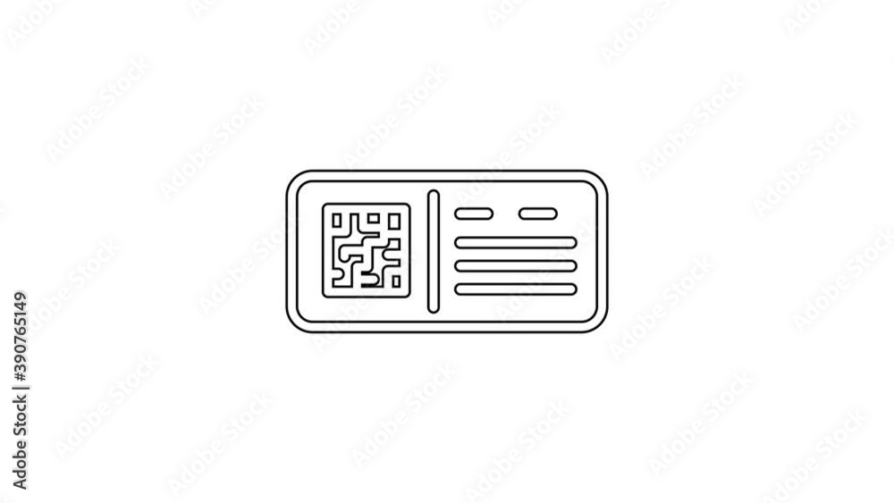 Black line QR code ticket train icon isolated on white background. 4K Video motion graphic animation Black line QR code ticket train icon isolated on white background. 4K Video motion graphic animation