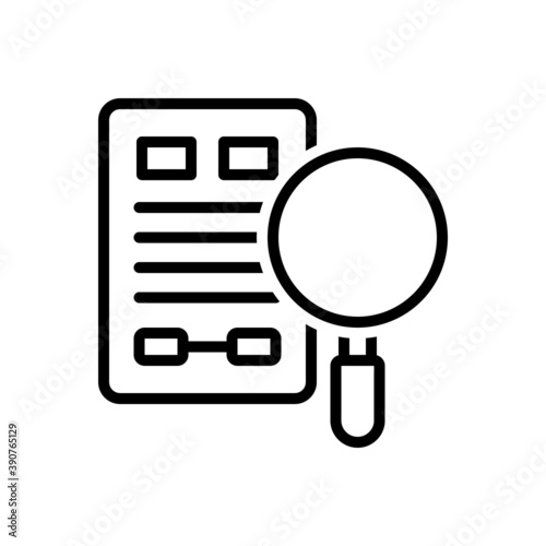 Black line icon for evidence