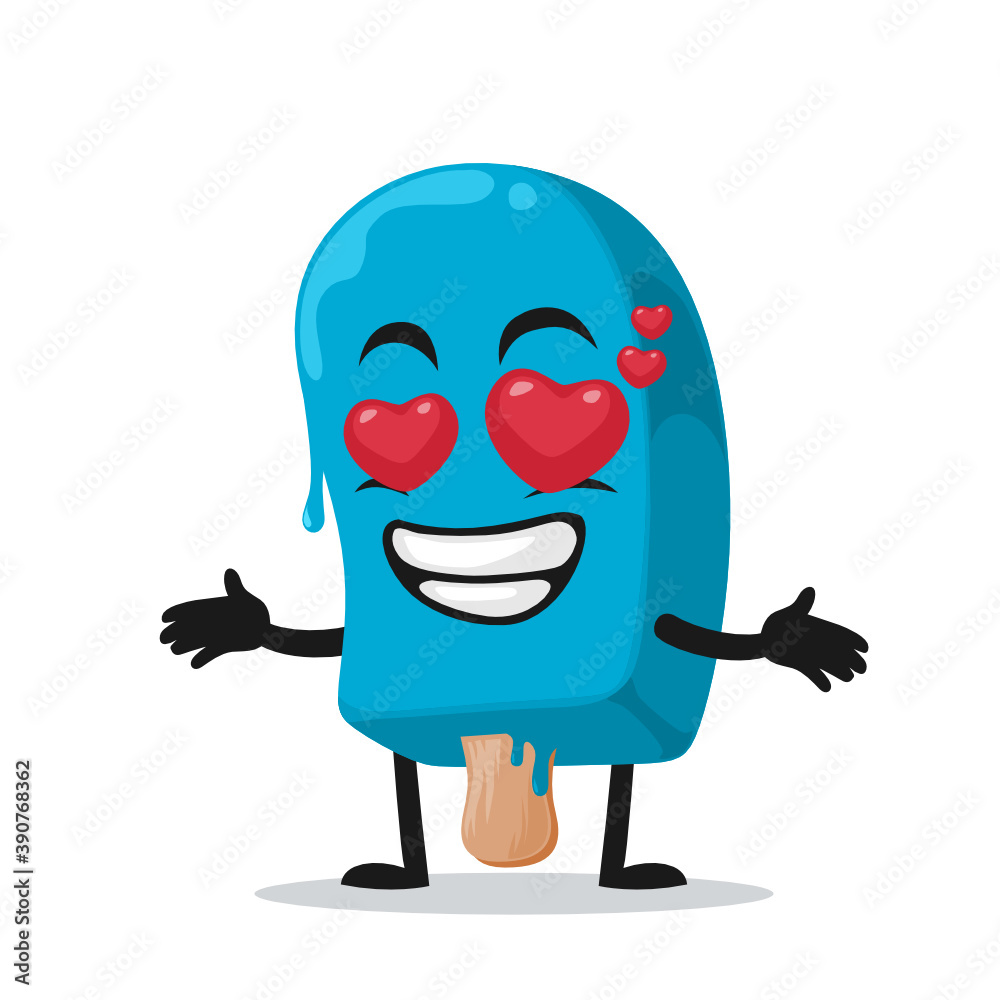 vector illustration blue ice cream on stick mascot or character 