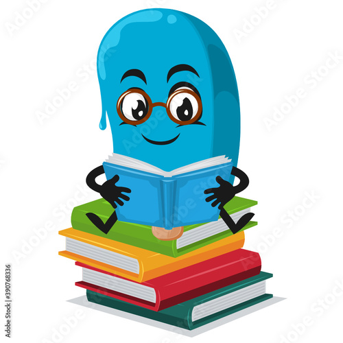 vector illustration blue ice cream on stick mascot or character 