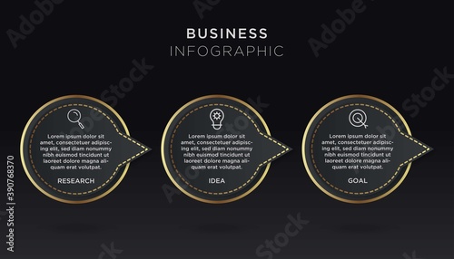 Modern elegant 3 options business infographic. Vector illustration template with icons.