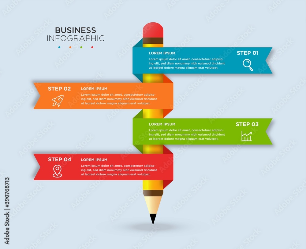 Infographic template with pencil and 4 elements for text, business infographics. Infographic template with pencil and 4 elements for text, business infographics.