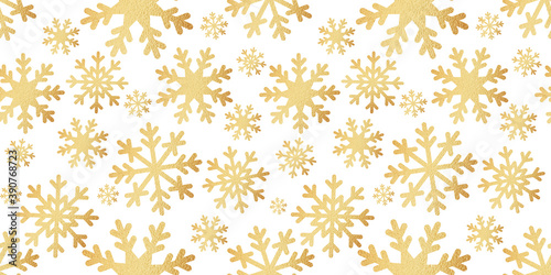 Wallpaper Mural Golden seamless pattern with glitter snowflakes for fabrics, paper, textile, gift wrap. Gold new year background Torontodigital.ca