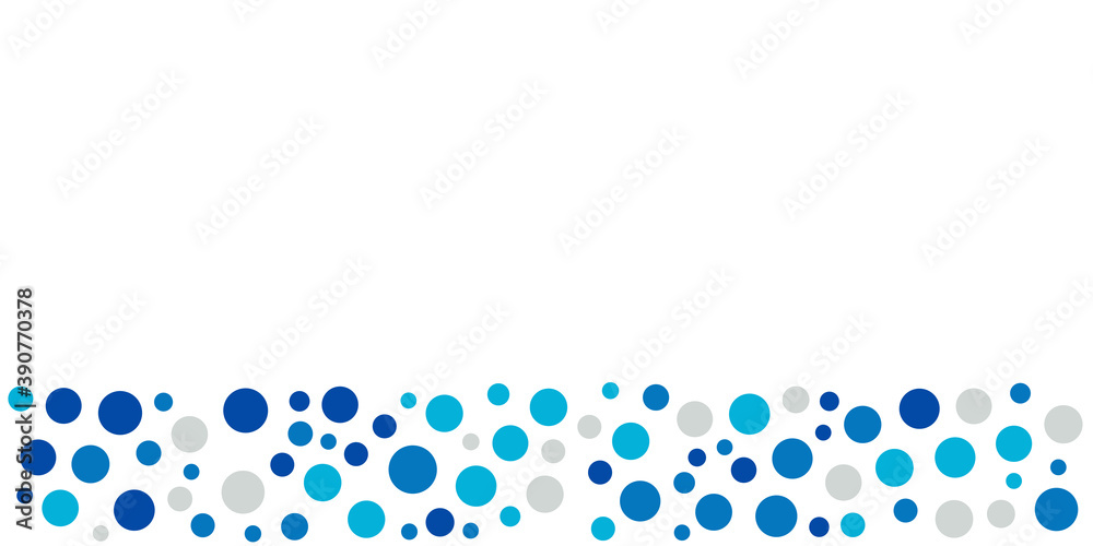 Simple greeting card with floating bubbles and space for text. Pastel blue polka dots for baby shower, cards, invitations, announcements, notes and more. Abstract slide background.