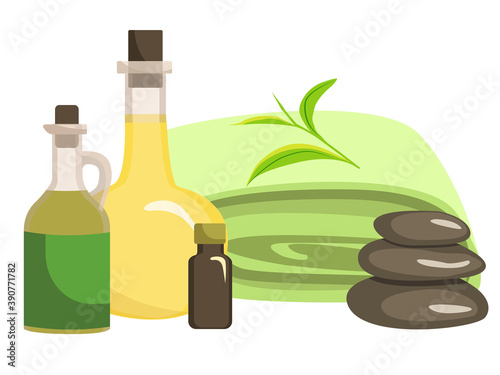 SPA collection. gentle Thai concept for relaxation. vector illustration in flat cartoon style