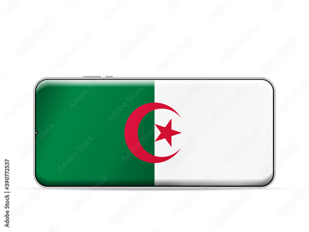 Algeria flag on smartphone screen Algeria flag on smartphone screen
