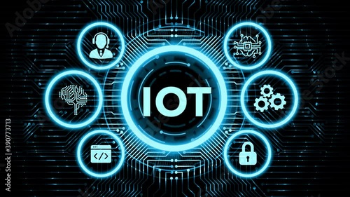 Internet of things - IOT concept. Businessman offer IOT products and solutions.