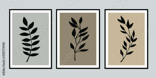 Gallery wall art set of 3 printable minimalist print. Wall art for bedroom, Living room and office décor. Hand draw vector design elements.