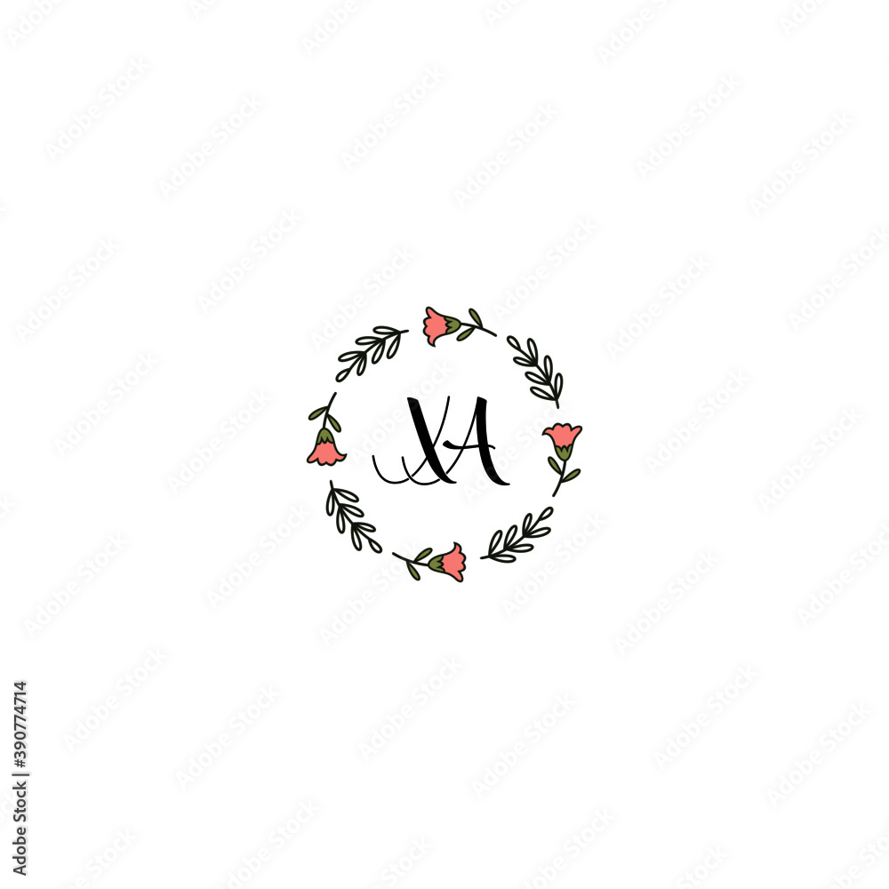 Initial XA Handwriting, Wedding Monogram Logo Design, Modern Minimalistic and Floral templates for Invitation cards	
