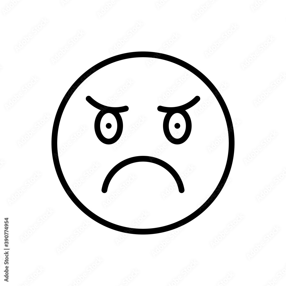 Black line icon for angry Black line icon for angry