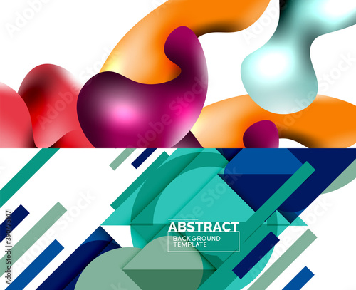 Set of two minimal geometric abstract backgrounds. Vector illustration for covers, banners, flyers and posters and other designs © antishock