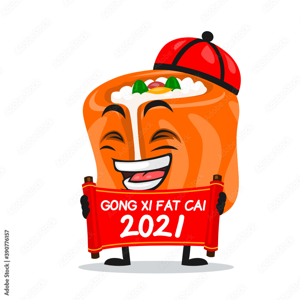 vector illustration of sushi mascot or character