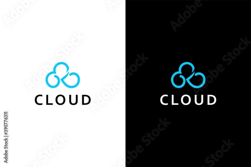 Cloud logo, Initial K, Cloud Tech logo design template