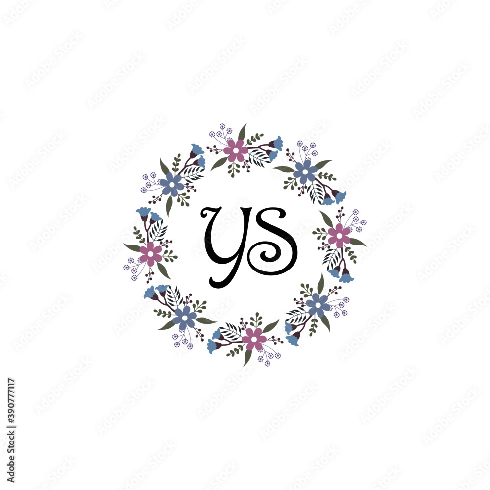 Initial YS Handwriting, Wedding Monogram Logo Design, Modern Minimalistic and Floral templates for Invitation cards	

