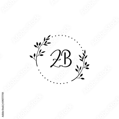 Initial ZB Handwriting  Wedding Monogram Logo Design  Modern Minimalistic and Floral templates for Invitation cards  