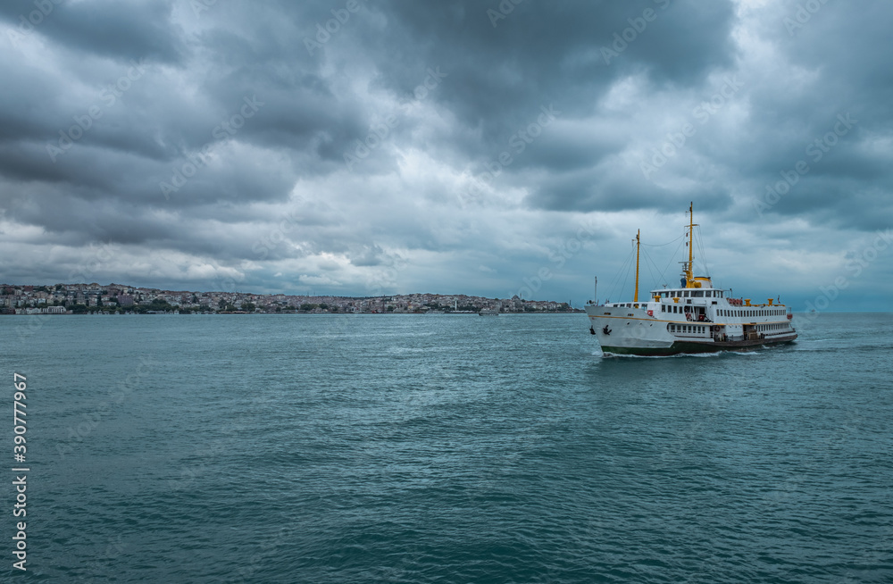 Fototapeta premium passenger craft, cruise ship at sea, Bosphorus, istanbul