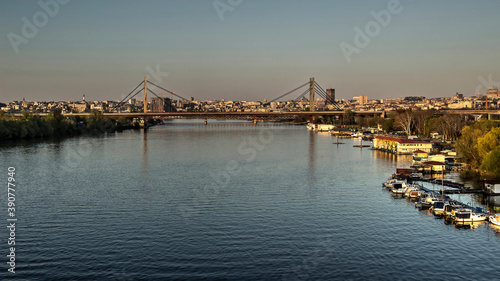 Serbia - Panoramic view of the Sava River and the city of Belgrade waterfront